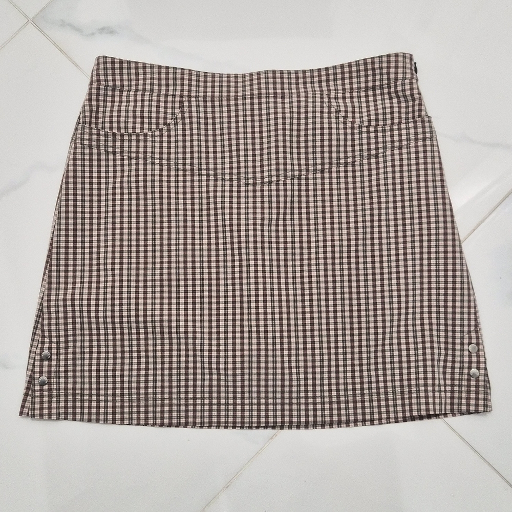 Annika Cutter & Buck Plaid Skort 8 Red Brown